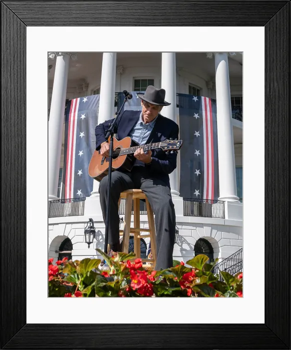 Framed Print : James Taylor performs at the celebration for the Inflation Reduction Act on the South Lawn of the White House, Sept. 13, 2022. (BSLOC_2022_7_59) Framed Print : James Taylor performs at the celebration for the Inflation Reduction Act on the South Lawn of the White House, Sept. 13, 2022. (BSLOC_2022_7_59)