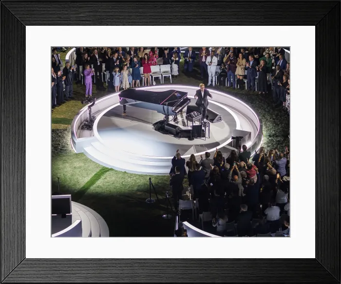 Framed Print : Sir Elton John performs on the South Lawn of the White House, Sept. 23, 2022