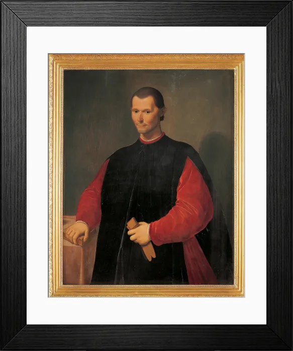 Framed Print : Portrait of Niccol Machiavelli, by Santi di Tito, 1606, 17th Century, oil on canvas - Italy, Tuscany, Florence, Palazzo Vecchio. Whole artwork view