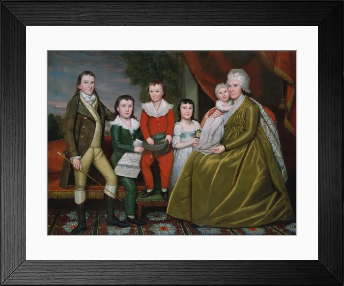Framed Print : MRS. NOAH SMITH AND HER CHILDREN, by Ralph Earl, 1898, American painting, oil on canvas. Chloe Burrall Smith and her five children, were painted in Bennington, Vermont Framed Print : MRS. NOAH SMITH AND HER CHILDREN, by Ralph Earl, 1898, American painting, oil on canvas. Chloe Burrall Smith and her five children, were painted in Bennington, Vermont