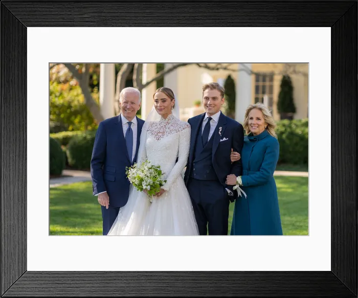 Framed Print : President Joe Biden and First Lady Jill Biden attend the wedding of their granddaughter, Naomi Biden Neal, to Peter Neal, Nov. 19, 2022 on the South Lawn. (BSLOC_2022_7_43)