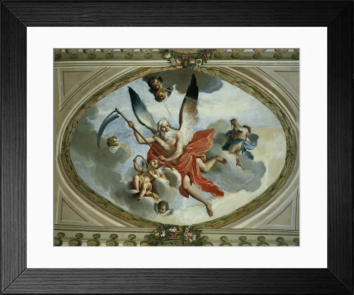 Framed Print : Allegory of Time. Cronos (Allegoria del Tempo. Cronos), by Angelo Zaccarini and Giacomo Zampa, 18th Century, fresco. - Italy, Emilia Romagna, Forl, Lombardini Monsignani Palace