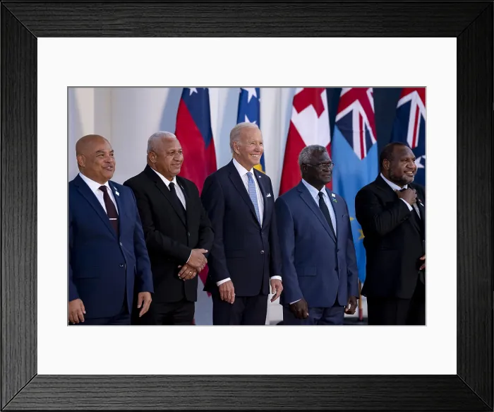 Framed Print : President Joe Biden poses for a group photo with leaders of the Pacific Island Country Summit, Sept. 29, 2022, at the White House Framed Print : President Joe Biden poses for a group photo with leaders of the Pacific Island Country Summit, Sept. 29, 2022, at the White House