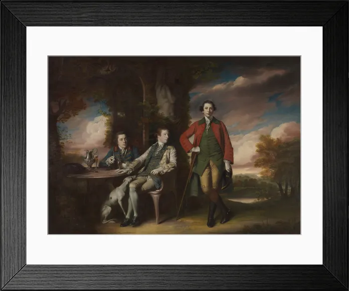 Framed Print : HENRY FANE WITH INIGO JONES AND CHARLES BLAIR, by Sir Joshua Reynolds, 1761-66, British painting. In the center is Henry Fane, second son of the 8th Earl of Westmorland