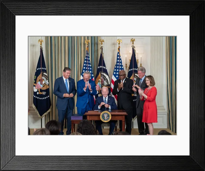 Framed Print : President Joe Biden signs H.R. 5376, the Inflation Reduction Act of 2022, Aug. 16, 2022, in the White House Framed Print : President Joe Biden signs H.R. 5376, the Inflation Reduction Act of 2022, Aug. 16, 2022, in the White House