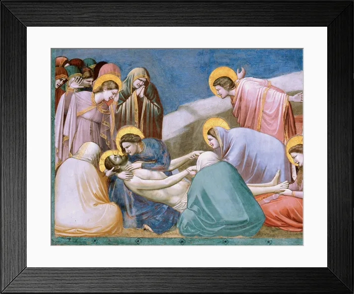 Framed Print : Stories of the Passion The Mourning over the Dead Christ, by Giotto, 1303 - 1305 about, 14th Century, fresco, cm 200 x 185 - Italy, Veneto, Padua, Scrovegni Chapel. Detail Framed Print : Stories of the Passion The Mourning over the Dead Christ, by Giotto, 1303 - 1305 about, 14th Century, fresco, cm 200 x 185 - Italy, Veneto, Padua, Scrovegni Chapel. Detail