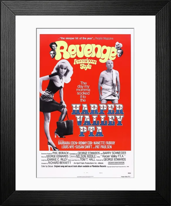 Framed Print : HARPER VALLEY P.T.A. US poster art, left: Barbara Eden; right: John Fielder, 1978. April Fools Productions / Courtesy Everett Collection