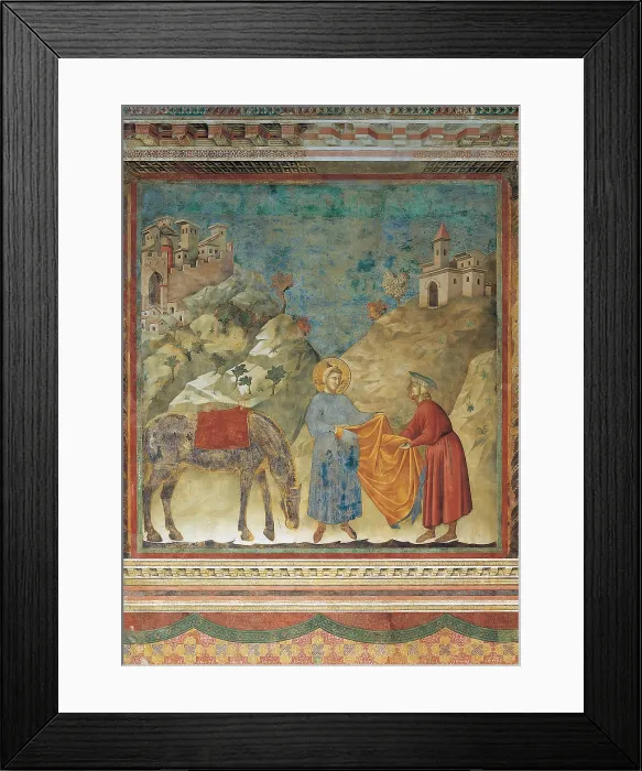 Framed Print : The Gift of the Mantle, by Giotto, 1297 - 1299, 13th Century, fresco, cm 270 x 230 - Italy, Umbria, Perugia, Assisi, Upper Basilica of San Francesco, nave. All