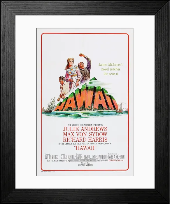 Framed Print : HAWAII, l-r: Richard Harris, Julie Andrews, Max Von Sydow on poster art, 1966 Framed Print : HAWAII, l-r: Richard Harris, Julie Andrews, Max Von Sydow on poster art, 1966