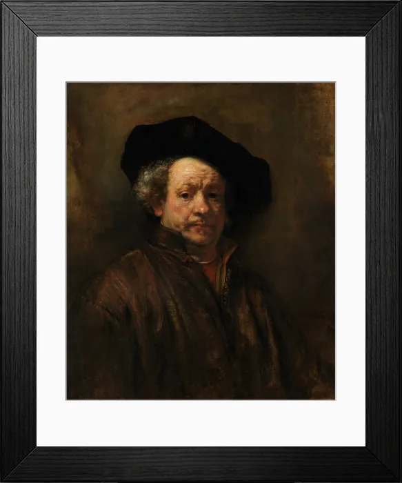 Framed Print : SELF-PORTRAIT, by Rembrandt, 1662, Dutch painting, oil on canvas. Rembrandt was in his mid-50s in this self-portrait in a broad brimmed hat (BSLOC_2017_14_132) Framed Print : SELF-PORTRAIT, by Rembrandt, 1662, Dutch painting, oil on canvas. Rembrandt was in his mid-50s in this self-portrait in a broad brimmed hat (BSLOC_2017_14_132)