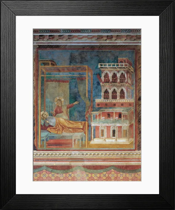 Framed Print : The Dream of the Palace, by Giotto, 1297 - 1299, 13th Century, fresco, cm 270 x 230 - Italy, Umbria, Perugia, Assisi, Upper Basilica of San Francesco, nave. All Framed Print : The Dream of the Palace, by Giotto, 1297 - 1299, 13th Century, fresco, cm 270 x 230 - Italy, Umbria, Perugia, Assisi, Upper Basilica of San Francesco, nave. All