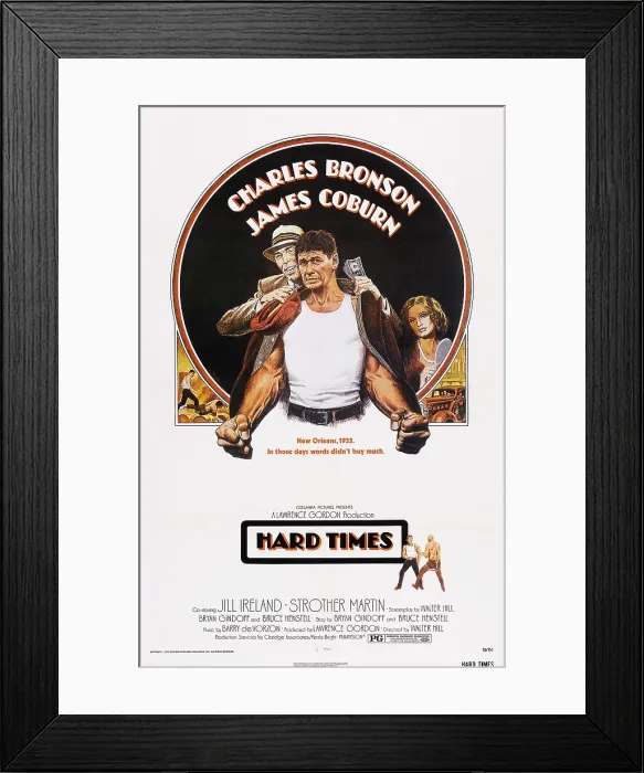 Framed Print : HARD TIMES, US poster, top from left: James Coburn, Charles Bronson, Jill Ireland, 1975