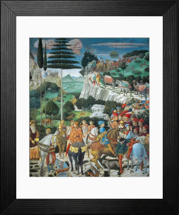 Framed Print : Magi Chapel. Journey of the Magi (The Magi Ride), by Benozzo di Lese di Sandro known as Benozzo Gozzoli, 1459, 15th Century, fresco, - Italy, Tuscany, Florence Framed Print : Magi Chapel. Journey of the Magi (The Magi Ride), by Benozzo di Lese di Sandro known as Benozzo Gozzoli, 1459, 15th Century, fresco, - Italy, Tuscany, Florence