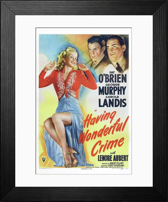 Framed Print : HAVING WONDERFUL CRIME, US poster, from left: Carole Landis, George Murphy, Pat O'Brien, 1945