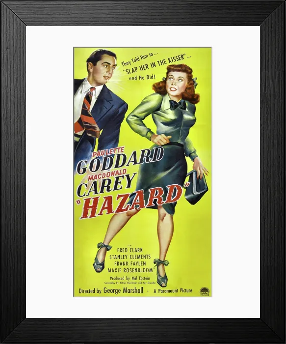 Framed Print : HAZARD, US poster, from left: Macdonald Carey, Paulette Goddard, 1948 Framed Print : HAZARD, US poster, from left: Macdonald Carey, Paulette Goddard, 1948