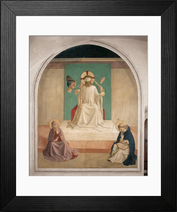 Framed Print : Christ Mocked, by Guido di Pietro (or Piero) known as Beato Angelico, 1438 - 1446 about, 15th Century, fresco, cm 188 x 164 - Italy, Tuscany, Florence, San Marco Convent, cell 7 Framed Print : Christ Mocked, by Guido di Pietro (or Piero) known as Beato Angelico, 1438 - 1446 about, 15th Century, fresco, cm 188 x 164 - Italy, Tuscany, Florence, San Marco Convent, cell 7