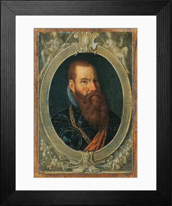 Framed Print : Portrait of Steven de Witt, by Joachim Antonisz Wyewael, 1597, 16th Century, oil on panel, 14 x 10 cm - Italy, Lombardy, Milan, Castello Sforzesco
