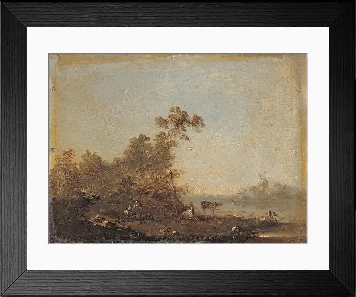 Framed Print : River Landscape with Animals and Figures, by Unknown German artist, 18th Century, oil on copper, 12 x 16, 5 cm - Italy, Lombardy, Milan, Castello Sforzesco Framed Print : River Landscape with Animals and Figures, by Unknown German artist, 18th Century, oil on copper, 12 x 16, 5 cm - Italy, Lombardy, Milan, Castello Sforzesco