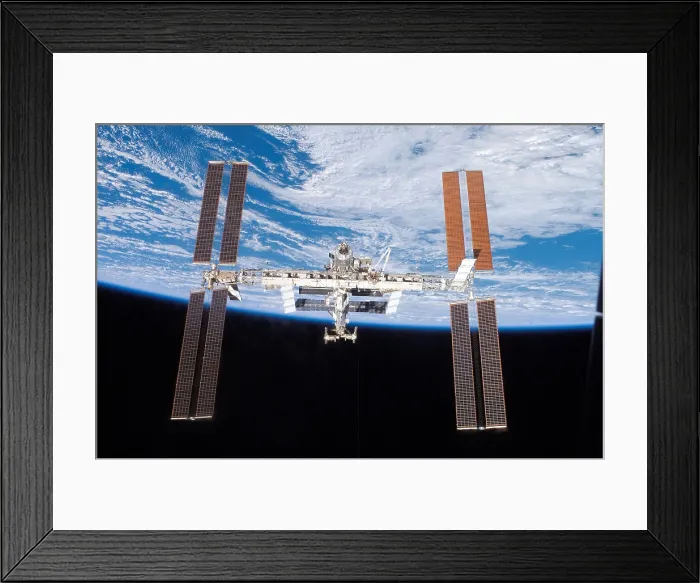 Framed Print : International Space Station in 2007. Photo taken from a departing Space Shuttle Atlantis. June 19, 2007 Framed Print : International Space Station in 2007. Photo taken from a departing Space Shuttle Atlantis. June 19, 2007