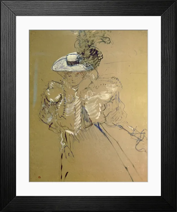 Framed Print : Misia Natanson, by Henri de Toulouse-Lautrec, 1895, 19th Century, oil and gouache on board, Ca. 94 x 72 cm - Private collection. Whole artwork view