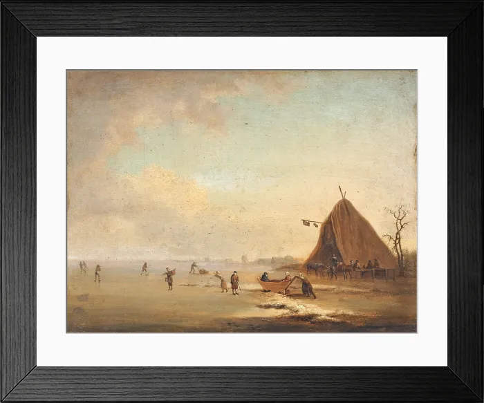 Framed Print : Winter Scene with Skaters, after Adriaen Van de Velde, post 1668, 17th Century, oil on panel, 24 x 31, 5 cm - Italy, Lombardy, Milan, Castello Sforzesco
