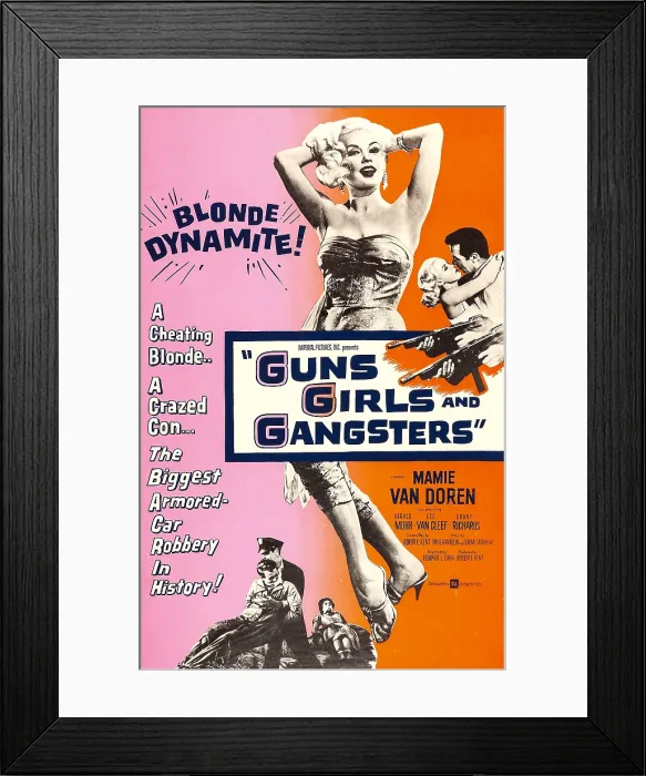 Framed Print : GUNS GIRLS, AND GANGSTERS, US poster, center: Mamie Van Doren, far right from left: Mamie Van Doren, Gerald Mohr, 1959 Framed Print : GUNS GIRLS, AND GANGSTERS, US poster, center: Mamie Van Doren, far right from left: Mamie Van Doren, Gerald Mohr, 1959