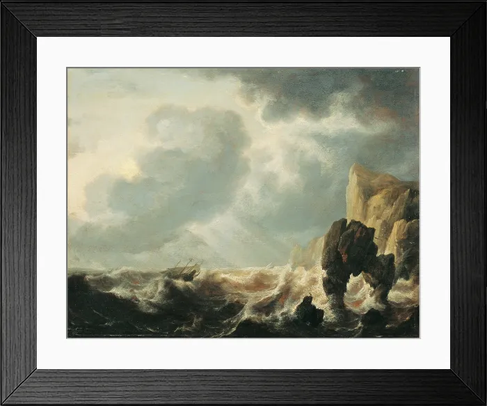 Framed Print : Stormy Sea with a Cliff, after Simon Jacobsz de Vlieger, ca Framed Print : Stormy Sea with a Cliff, after Simon Jacobsz de Vlieger, ca