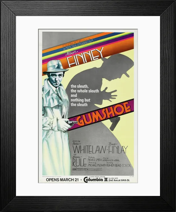 Framed Print : GUMSHOE, US advance poster art, Albert Finney, 1971