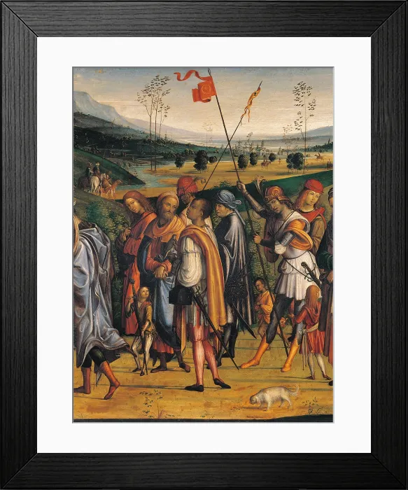 Framed Print : Adoration of the Magi, by Lorenzo il Vecchio Costa, 1499, 15th Century, oil on panel, cm 75 x 181, 3 - Italy, Lombardy, Milan, Brera art gallery