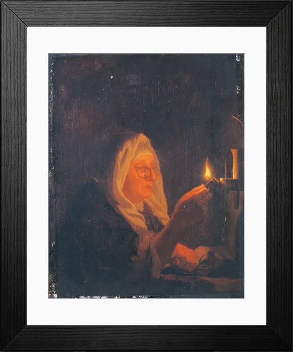 Framed Print : Old Woman with Candle, by Bartholomus Maton, ca Framed Print : Old Woman with Candle, by Bartholomus Maton, ca
