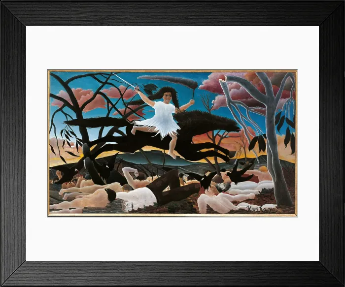 Framed Print : War or the Ride of Discord, by Rousseau Henri known as il Doganiere, 1894, 19th Century, oil on canvas, cm 114 x 195 - France, Ile de France, Paris, Muse dOrsay, R.F. 1946-1. All Framed Print : War or the Ride of Discord, by Rousseau Henri known as il Doganiere, 1894, 19th Century, oil on canvas, cm 114 x 195 - France, Ile de France, Paris, Muse dOrsay, R.F. 1946-1. All