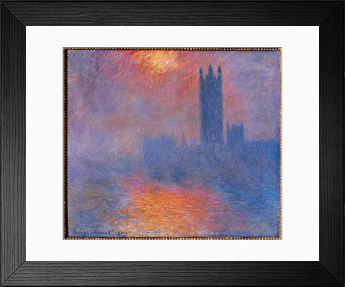Framed Print : London Houses of Parliament. The Sun Shining Through the Fog, by Claude Monet, 1904, 20th Century, oil on canvas, cm 81 x 92 - France, Ile de France, Paris, Muse dOrsay, RF 2007