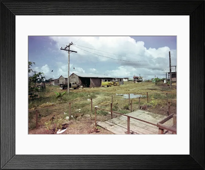 Framed Print : Utility buildings at the People's Temple Agricultural Project, in Jonestown, Guyana. 1978 Framed Print : Utility buildings at the People's Temple Agricultural Project, in Jonestown, Guyana. 1978