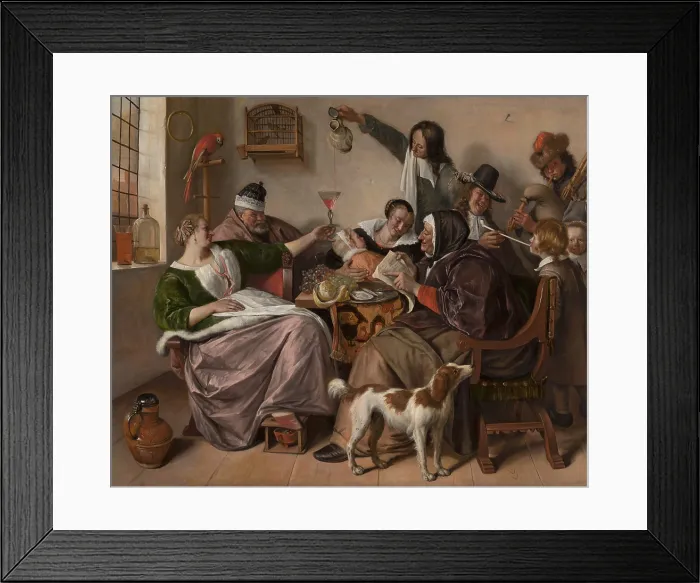 Framed Print : As the Old Sing, So Pipe the Young, 1668-1670, by Jan Steen, Dutch painting, oil on canvas