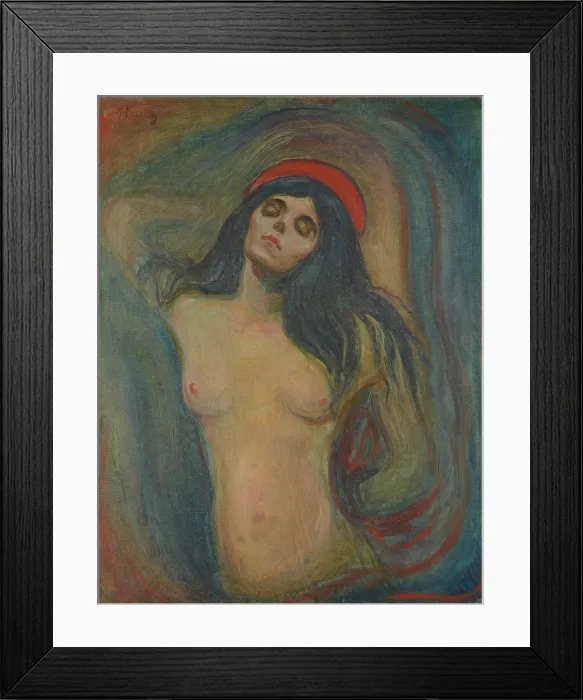 Framed Print : Madonna, 1894, by Edvard Munch, 1863-1944, Norwegian Expressionist painting, oil on canvas. It is disputed that this figure was intended to represent the Virgin Mary Framed Print : Madonna, 1894, by Edvard Munch, 1863-1944, Norwegian Expressionist painting, oil on canvas. It is disputed that this figure was intended to represent the Virgin Mary