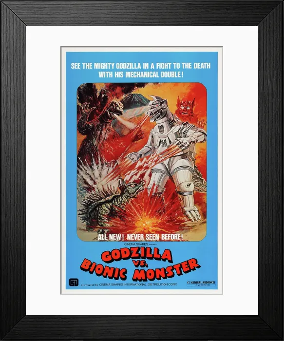 Framed Print : GODZILLA VS. MECHAGODZILLA, (aka GODZILLA VS. BIONIC MONSTER, aka GOJIRA TAI MEKAGOJIRA, GODZILLA VS. COSMIC MONSTER), US poster art, Godzilla, Bionic Monster, 1974 Framed Print : GODZILLA VS. MECHAGODZILLA, (aka GODZILLA VS. BIONIC MONSTER, aka GOJIRA TAI MEKAGOJIRA, GODZILLA VS. COSMIC MONSTER), US poster art, Godzilla, Bionic Monster, 1974
