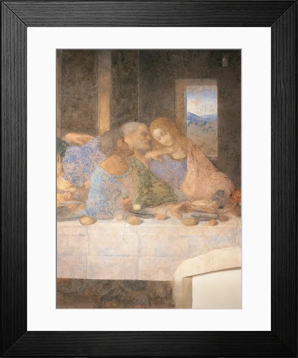 Framed Print : The Last Supper, by Leonardo da Vinci, 1495 - 1497 about, 15th Century, tempera and oil on two layers of plaster, cm 460 x 880 - Italy, Lombardy, Milan