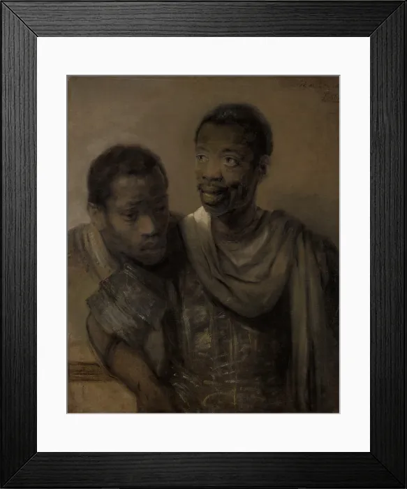 Framed Print : Two African Men, by Rembrandt Van Rijn, 1661, Netherlands, Amsterdam, Dutch, painting, oil on canvas
