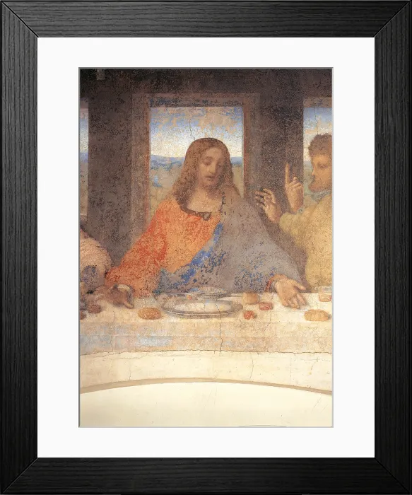 Framed Print : The Last Supper, by Leonardo da Vinci, 1495 - 1497 about, 15th Century, tempera and oil on two layers of plaster, cm 460 x 880 - Italy, Lombardy, Milan