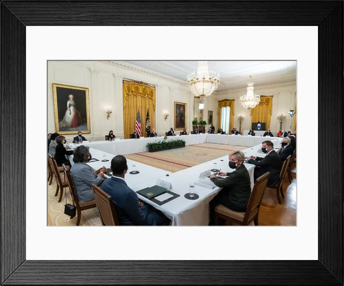 Framed Print : President Joe Biden and Vice President Kamala Harris lead a Cabinet meeting, April 1, 2021 Framed Print : President Joe Biden and Vice President Kamala Harris lead a Cabinet meeting, April 1, 2021