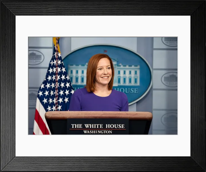 Framed Print : White House Press Secretary Jen Psaki responds to questions from the press, Feb. 24, 2021