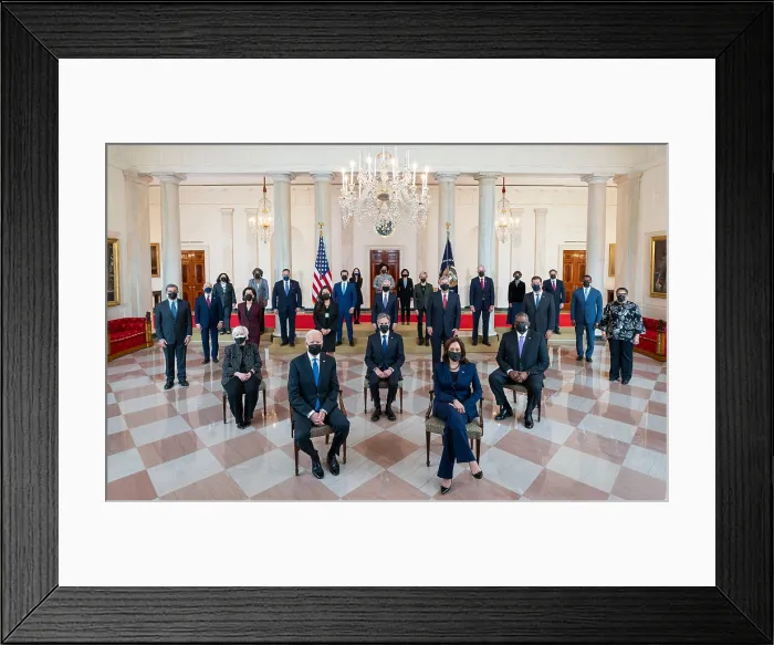 Framed Print : President Bidens Cabinet poses for its portrait in the Grand Foyer of the White House