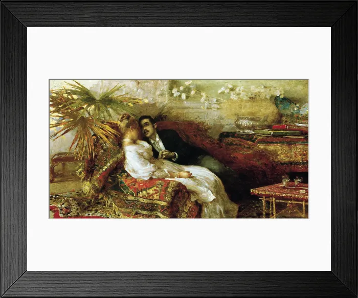 Framed Print : Love of Simoni, by Angelo Dall'Oca Bianca, 1886, 19th Century, oil on canvas - Private collection. Whole artwork view
