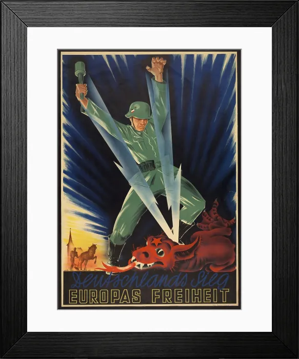 Framed Print : German World War 2 poster. Deutschlands Sieg, Europas Freiheit translates to Germany's Victory, Europe's Freedom