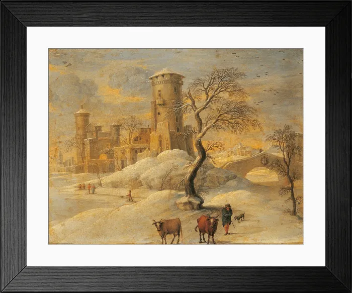 Framed Print : Winter Landscape, by Unknown Italian artist, 18th Century, oil on copper, 18 x 24 cm - Italy, Lombardy, Milan, Castello Sforzesco, Civic Collections of Ancient Art Framed Print : Winter Landscape, by Unknown Italian artist, 18th Century, oil on copper, 18 x 24 cm - Italy, Lombardy, Milan, Castello Sforzesco, Civic Collections of Ancient Art