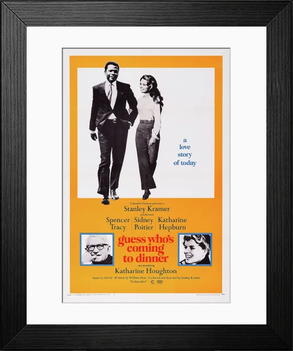 Framed Print : GUESS WHO'S COMING TO DINNER, US poster, top from left: Sidney Poitier, Katharine Houghton, bottom from left: Spencer Tracy, Katharine Hepburn, 1967 Framed Print : GUESS WHO'S COMING TO DINNER, US poster, top from left: Sidney Poitier, Katharine Houghton, bottom from left: Spencer Tracy, Katharine Hepburn, 1967
