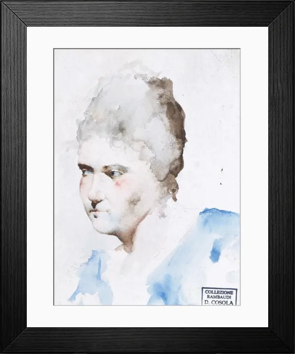 Framed Print : Portrait of a Woman (Ritratto di donna), by Demetrio Cosola, 1885 - 1895, 19th Century, watercolor - Private collection. Whole artwork view