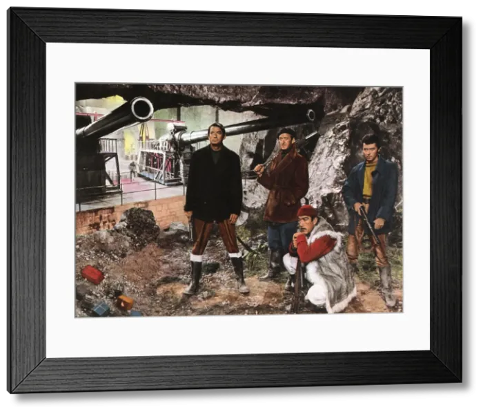 Framed Print : THE GUNS OF NAVARONE, from left: Gregory Peck, David Niven, Anthony Quinn, James Darren, 1961 Framed Print : THE GUNS OF NAVARONE, from left: Gregory Peck, David Niven, Anthony Quinn, James Darren, 1961