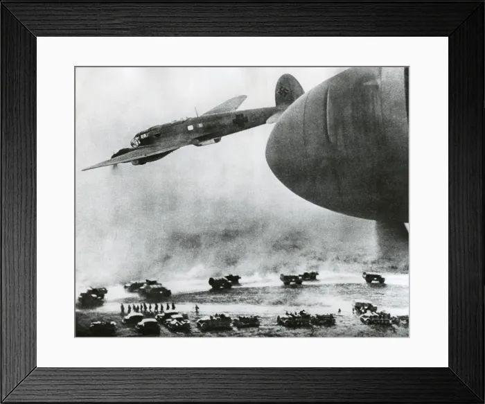 Framed Print : First days of the German Invasion of the Soviet Union in June 1941. German bombers fly over Nazi invasion vehicles. Ca. June 21-24, 1941, during World War 2. (BSLOC_2014_8_2) Framed Print : First days of the German Invasion of the Soviet Union in June 1941. German bombers fly over Nazi invasion vehicles. Ca. June 21-24, 1941, during World War 2. (BSLOC_2014_8_2)