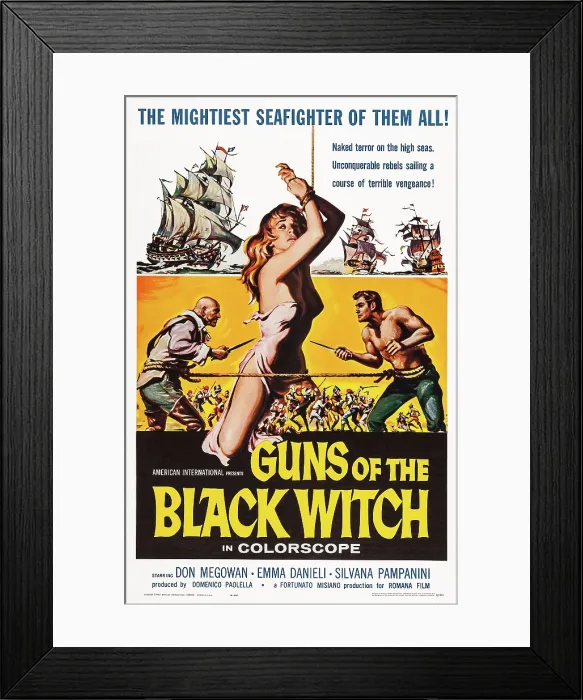 Framed Print : GUNS OF THE BLACK WITCH, (aka IL TERRORE DEI MARI), US poster, 1961